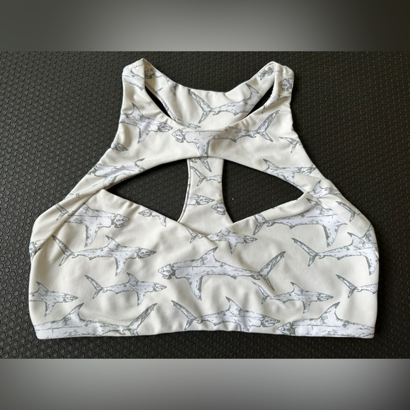 Boys + Arrows Fish Outta Water Shark Bikini Top, Size L - Picture 4 of 6